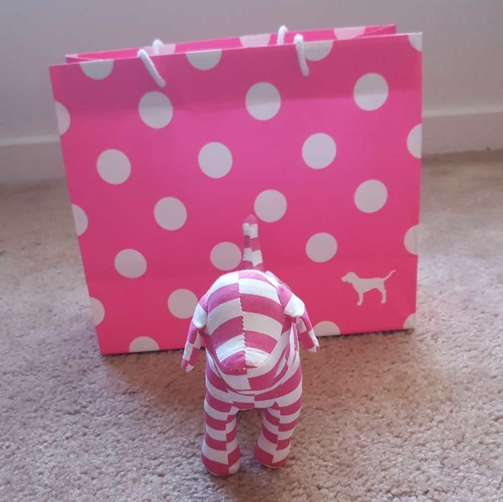 PINK Victoria's Secret White Pink Striped Dog - Picture 2 of 5